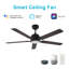 Ventilateur de plafond intelligent Espear avec télécommande, ensemble d'éclairage inclus, fonctionne avec l'assistant Google, Amazon Alexa et les raccourcis Siri.-1998052949-1998052951-1998052947