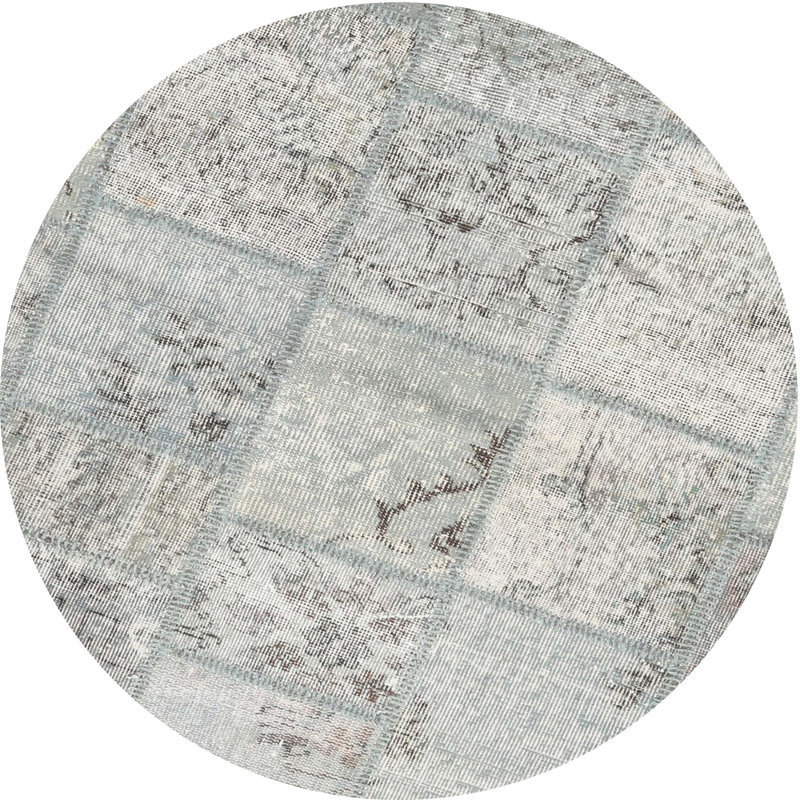 Tapis contemporain beige / gris, Rond 3 pi