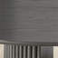 Ensemble de salle à manger 7 pièces 80 "à finition ovale en chêne gris avec base à double piédestal et chaises rembourrées en tissu gris clair-133270223