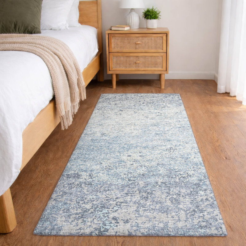 Premium Machine Washable Dream Shag  Abstract Clouds Rug, Blue, 2'3" x 7'6" Runner
