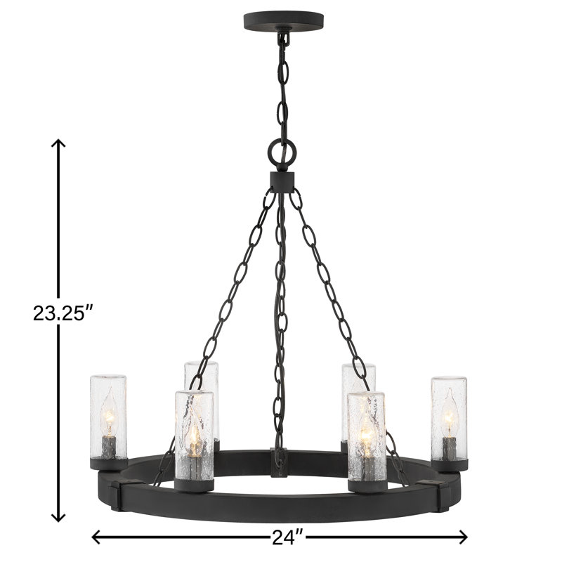 Sawyer Outdoor Chandelier, 23" H x 24" W x 24" D