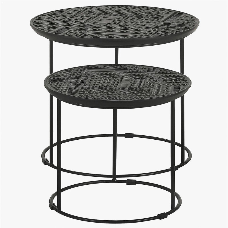 Ensemble de tables gigognes 2 pièces noir mat