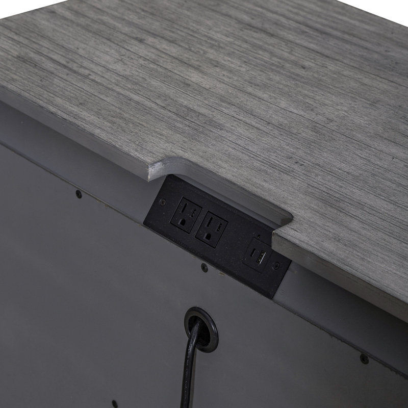 Temple Cloud 3 Drawer Nightstand w/ Charging Station, Gray