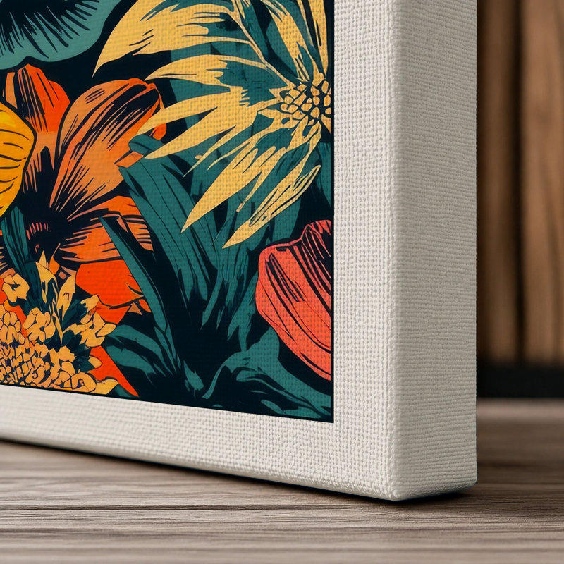Festive Floral Tapestry Botanical - Wrapped Canvas, 24x16 - 61.0 x 40.6 cm, Cream Border