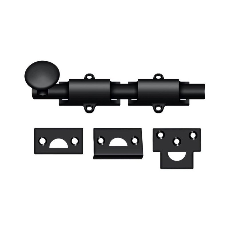 Deltana 6SB19 6" Surface Bolt; Heavy Duty; Black Finish, Paint Black, 1.25" H x 6" W x 1" D