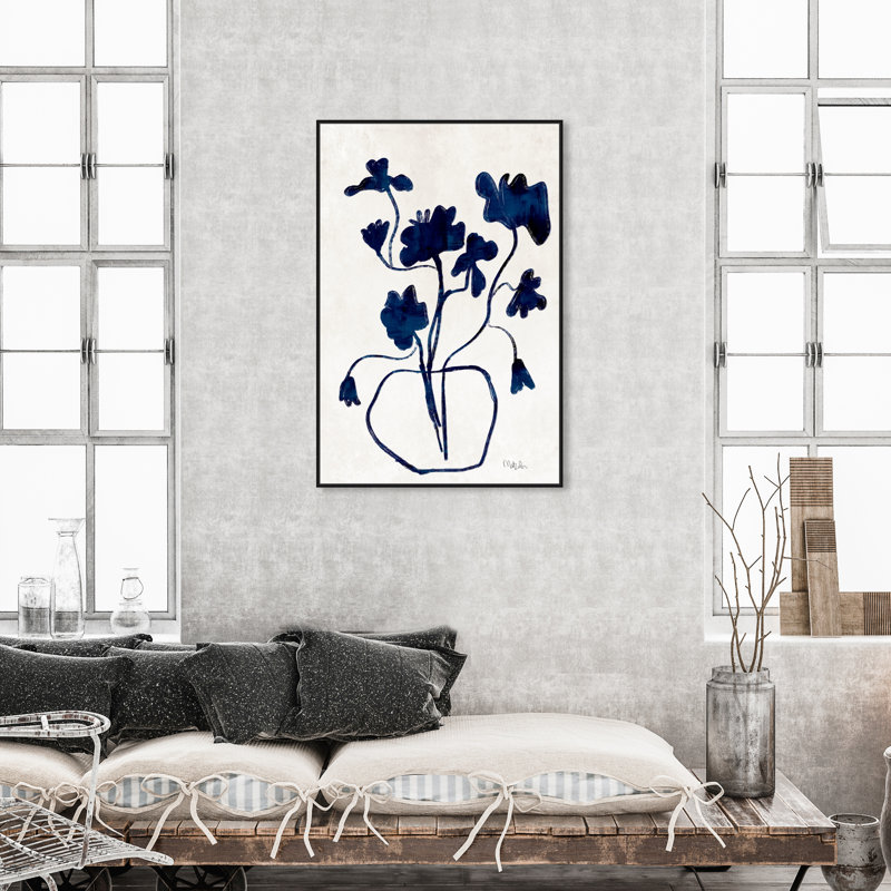 Vase anémone - Impression sur toile, Cadre noir, H 46 po x l 31 po, Noir
