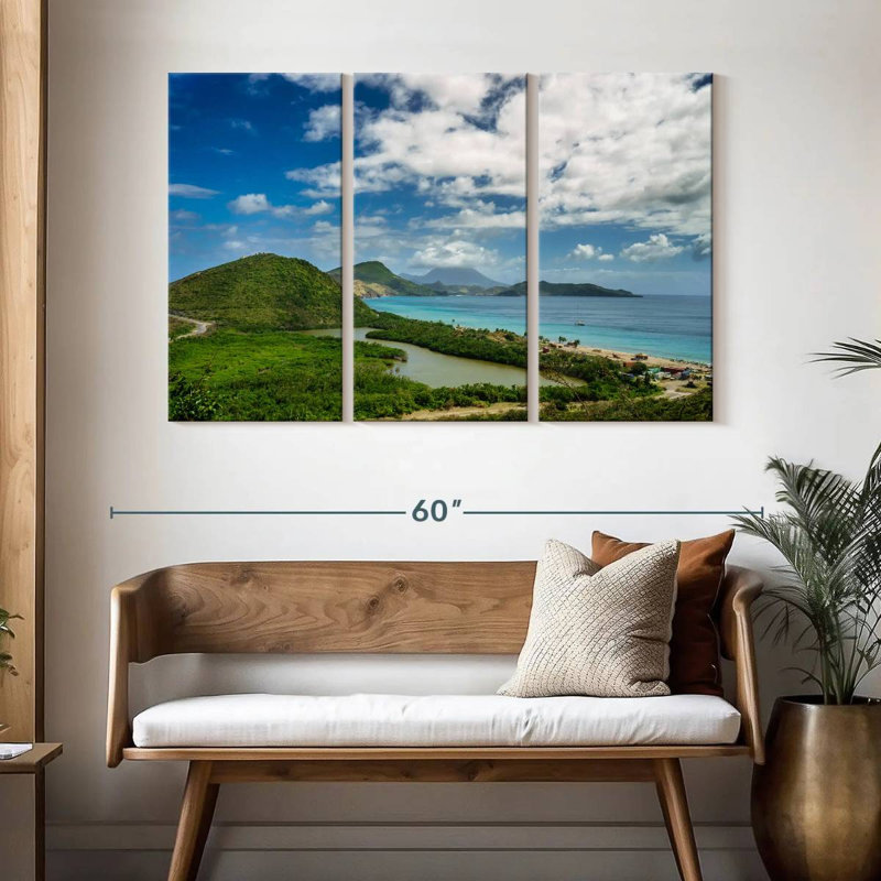 Plage luxuriante des Caraïbes, H 32 po x l 50 po