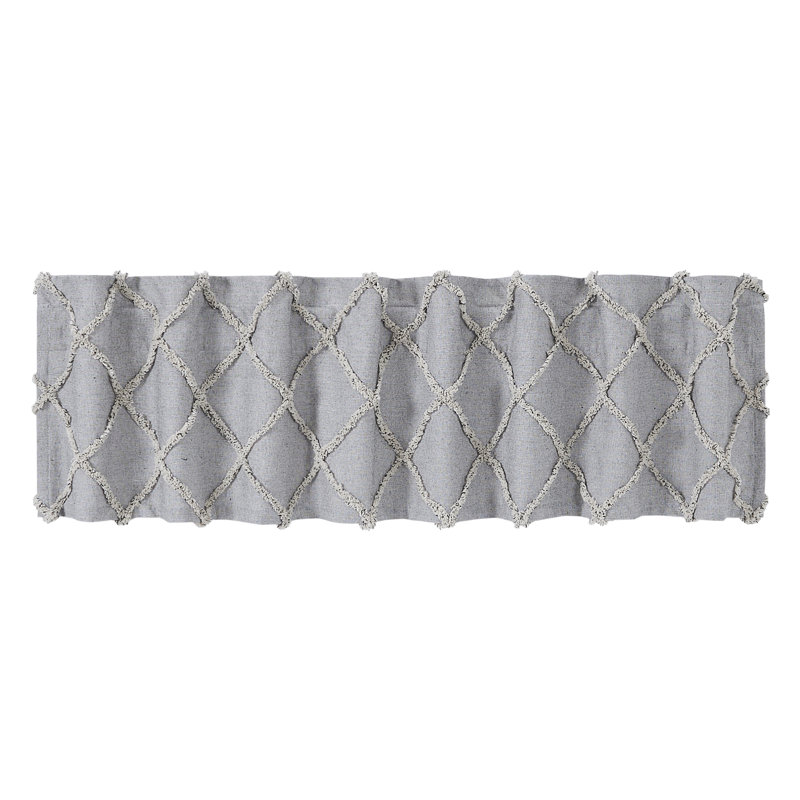 Cantonnière sur mesure en coton Straimhn gris denim / noir doux / crème, L 72 po x L 16 po