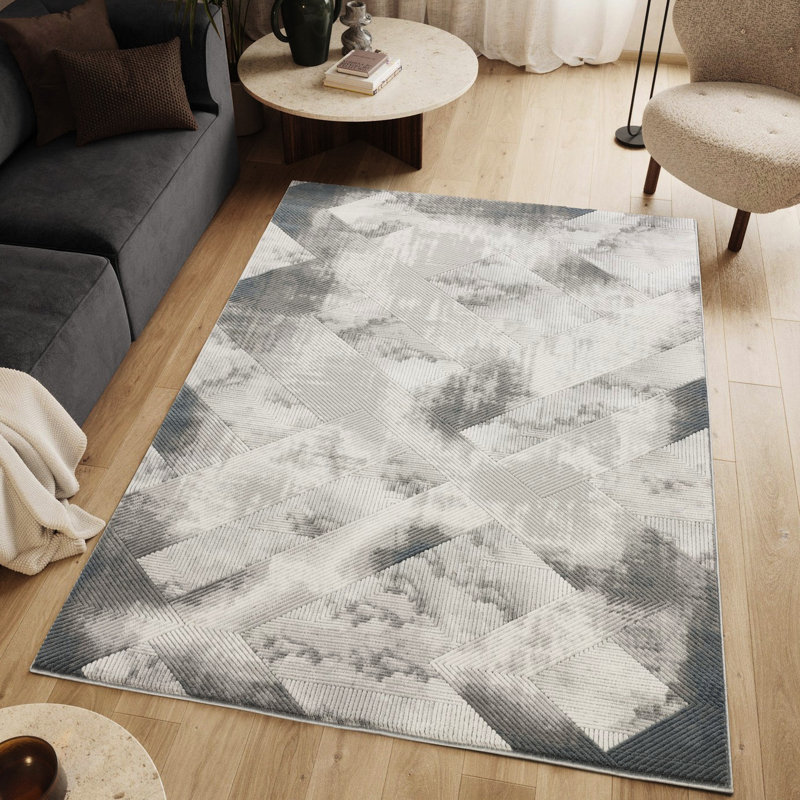 Tapis contemporain, 0,44 po Hauteur des poils, motif géométrique, pour animaux de compagnie, profondeur de profondeur 87, largeur 63 et envers en jute pour le salon