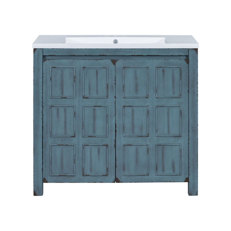 Organisateur de meuble-lavabo 36 po avec lavabo, Bleu rétro
