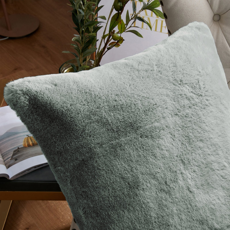 Heavy Faux Fur Throw Pillow Cover, Silver, 26' H x 26' W