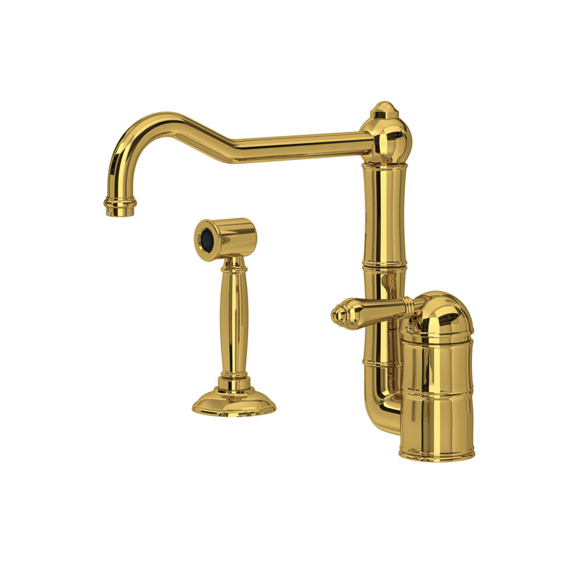 Acqui Kitchen Faucet With Side Spray, Unlacquered Brass