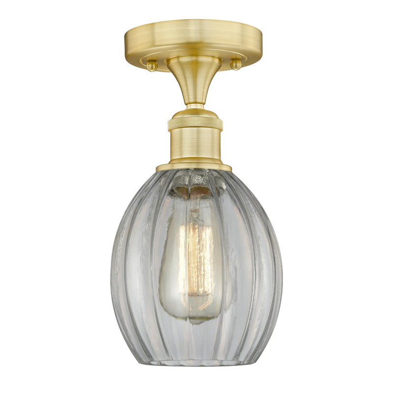 Plafonnier semi-encastré en verre Berl, Or satiné, Transparent