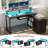 Ameliore 55.1" L Shaped Computer Desk with File Drawer, LED Lights and Keyboard Tray-595325558