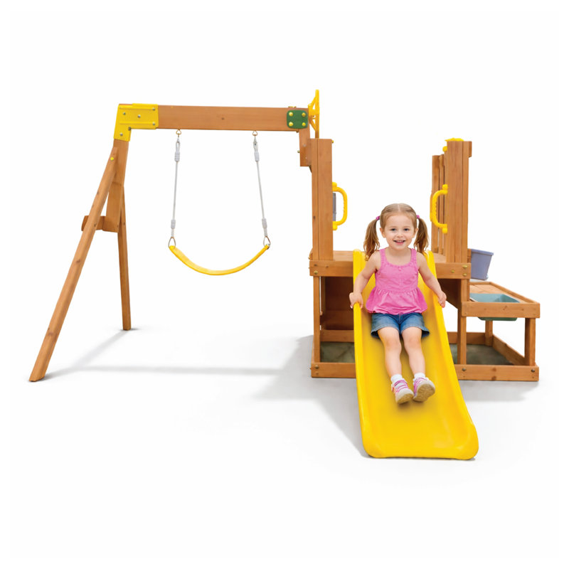 Maisonnette pour enfants avec glissade, balançoire et boîte à eau Funphix - Funphix