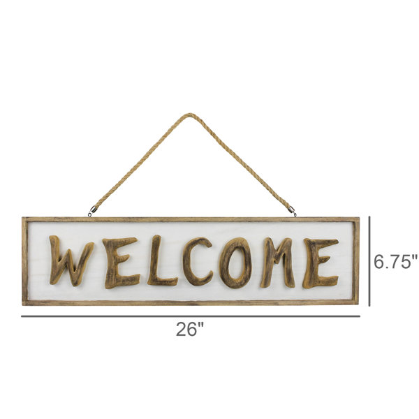 HomArt Welcome Sign with Rope Hanger | Wayfair