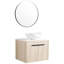 Meuble-lavabo contemporain en chêne blanc. Évier en céramique avec porte à fermeture en douceur et espace de rangement généreux. Fixé au mur. Évier de meuble-lavabo moderne. Conception à fixation murale