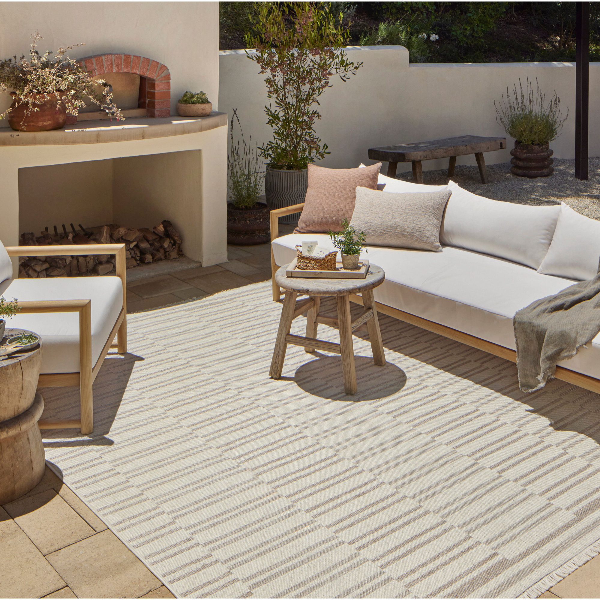 Malibu Brown/Beige Indoor / Outdoor Area Rug, Rectangle 5'1" x 7'7"