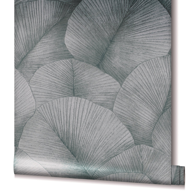 Amariyana Collection Textured Palm Wallpaper Roll, Grey/Silver