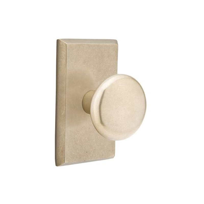 Winchester Passage Door Knob Rectangle Rosette, Tumbled White Bronze