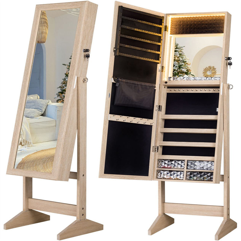Armoire à bijoux moderne moderne avec éclairage DEL - Organisez et illuminez votre collection de bijoux