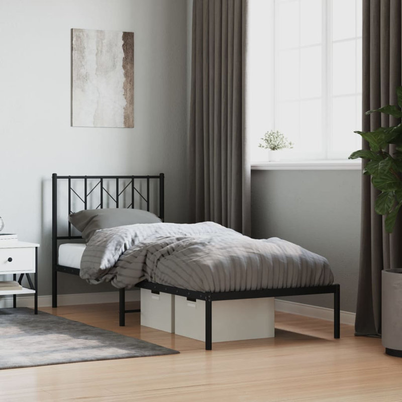 Metal Bed, Black, 80 x 200 cm