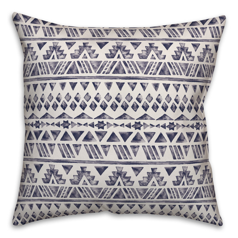 Throw Pillow, 16" x 16", Navy Geometric 4