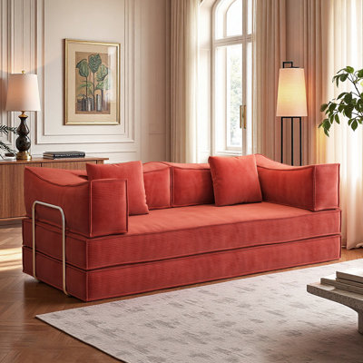 Canapé-lit pliant convertible 4-en-1, canapé surdimensionné en velours côtelé désossé, causeuse avec lit escamotable, canapé de plancher, futon modulaire pour le salon, la chambre et le salon
