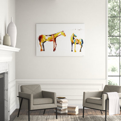«Painted Horses Family» par Milton Coppo, reproduction d'art graphique sur toile
