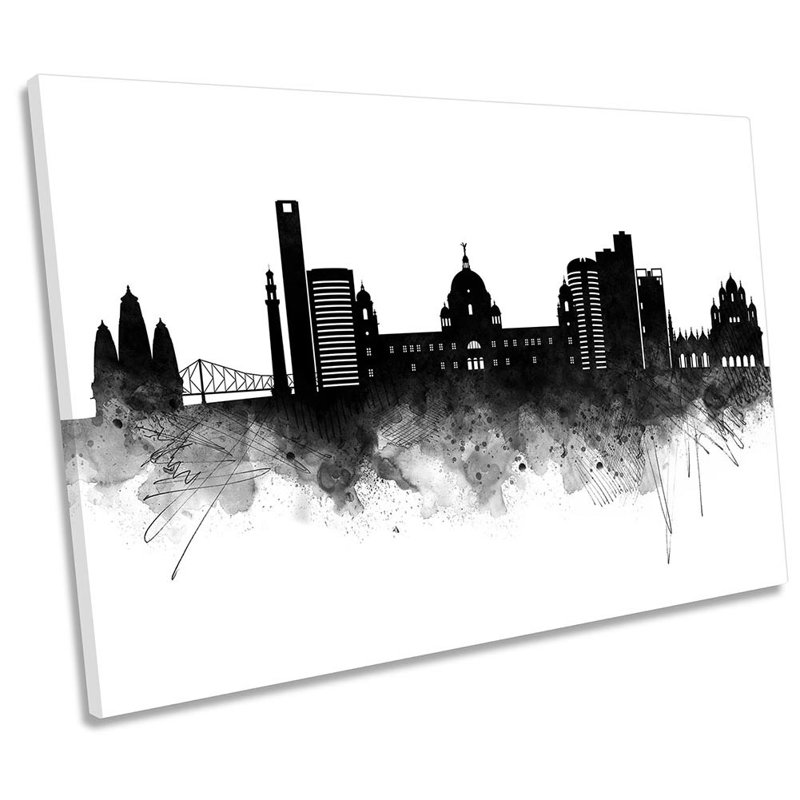 Kolkata City Skyline - Wrapped Canvas Print, 30.5cm H x 45.7cm W x 2cm D