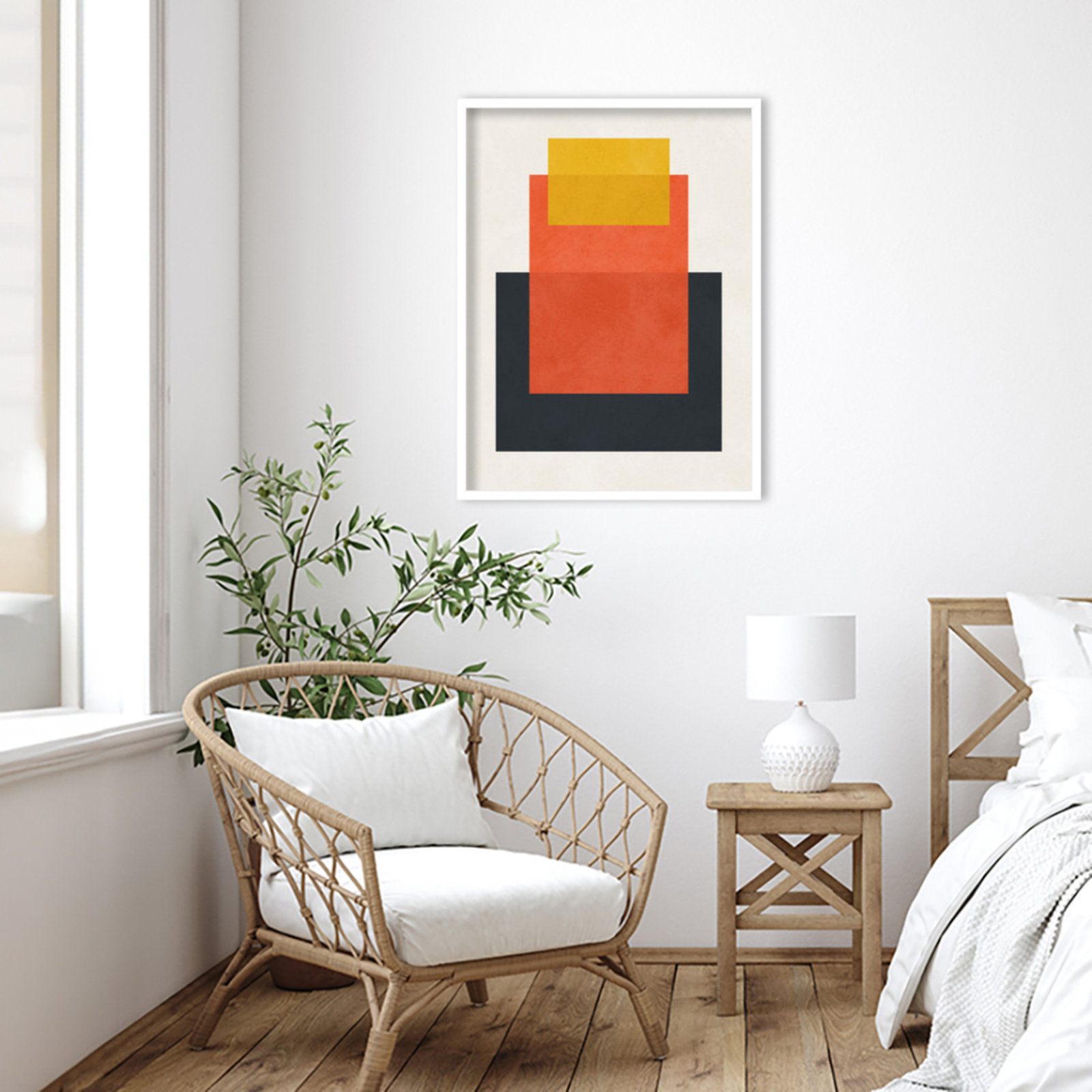 Overlapping Geometry 10 Print, 33" H x 25" W, Brown/Orange, White