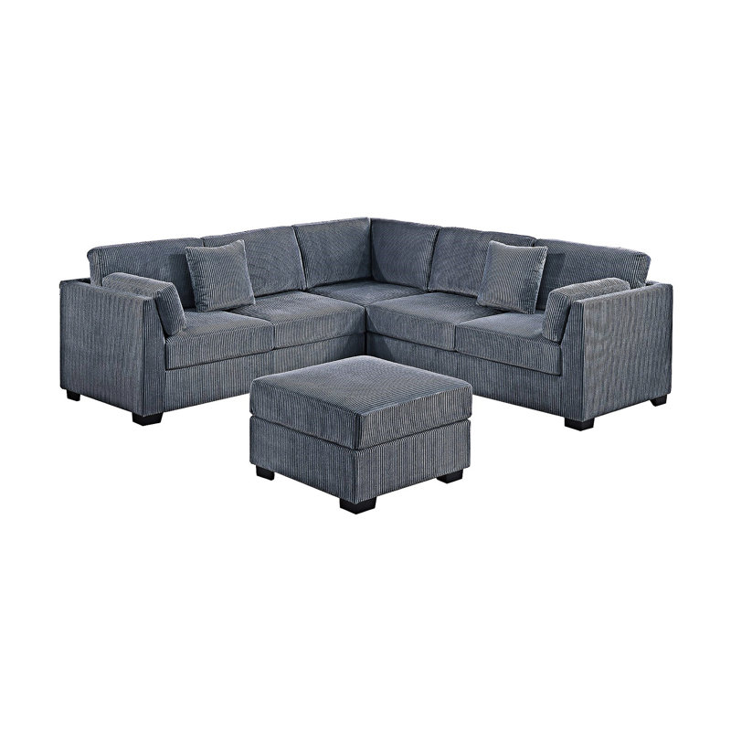 Canapé modulaire rembourré avec repose-pieds, Gris foncé