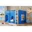 Lit mezzanine double pour enfant avec lumière DEL chaude, bleu Klein