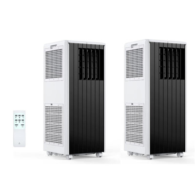 Ensemble de 2 climatiseurs portatifs 4-en-1 de 8 000 BTU avec refroidissement, déshumidificateur, ventilateur et mode veille - fonctionnement silencieux pour les petites pièces jusqu'à 350 pieds carrés