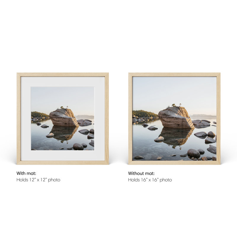 Cadre photo en bois massif avec verre, Beige, L 16 po x H 16 po