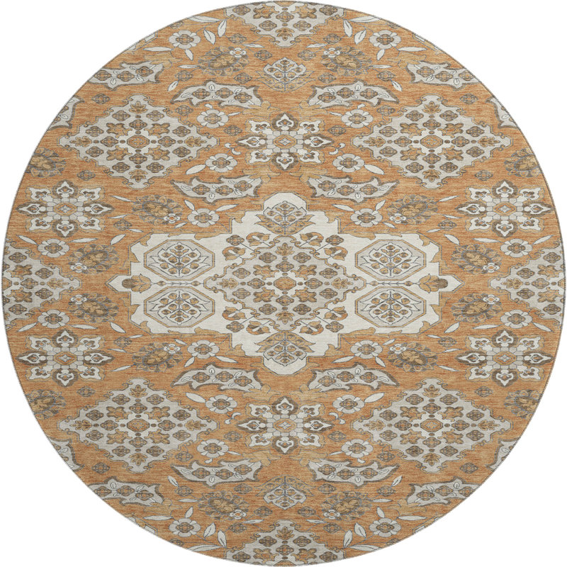 Premium Machine Washable Crestover AMF1853 Global Rug, Round 8'