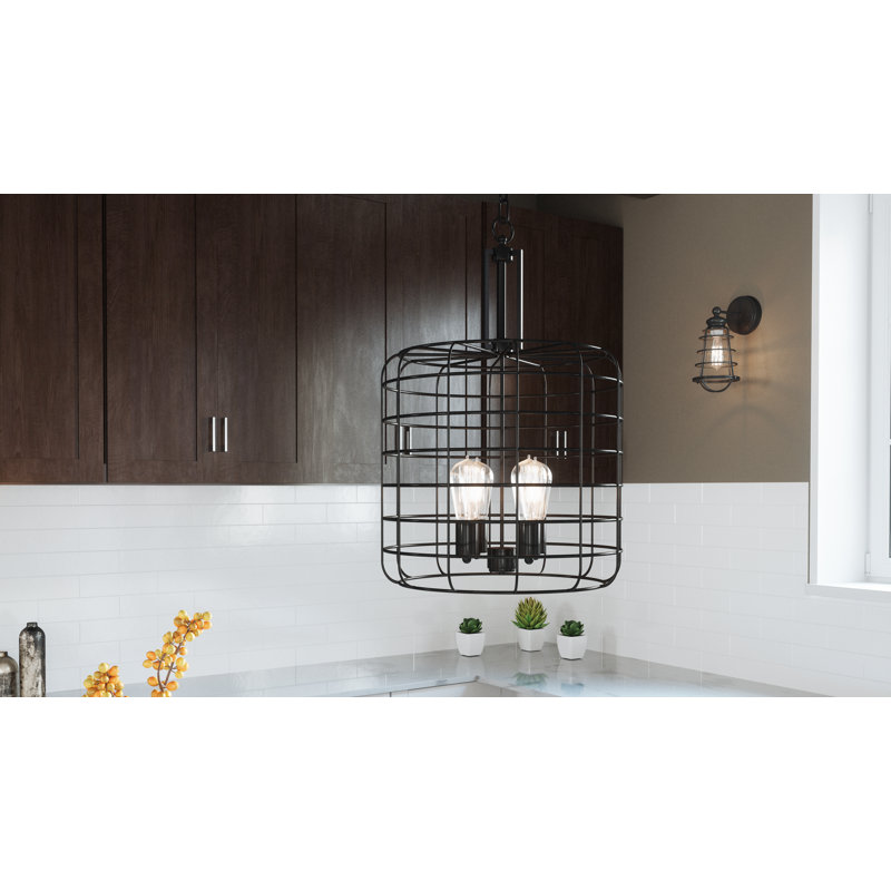 Luminaire suspendu tambour 4 lumières Heidenreich