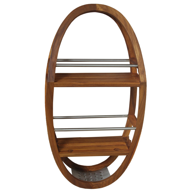 Teak and Stainless Steel Shower Caddy