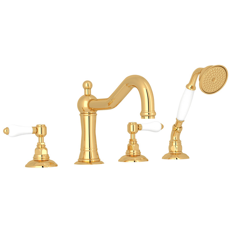 Acqui 4-Hole Deck Mount Tub Filler, Italian Brass