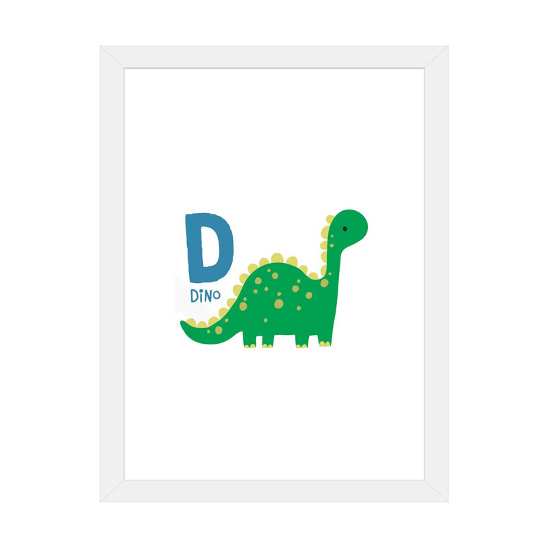 Animal Alphabet D - impression d'art graphique, H 32 po x l 24 po x P 1 po, Papier encadré blanc, Blanc
