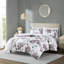 Édredon 100% simple avec motif floral mauve et drap - taupe et taies décoratives-121054514