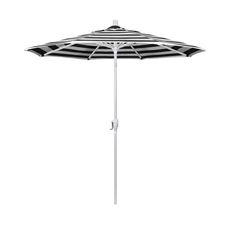 Parasol de marché 7,5 pi Sunbrella, Sunbrella® à rayures gris anthracite classiques, Vert cédrat