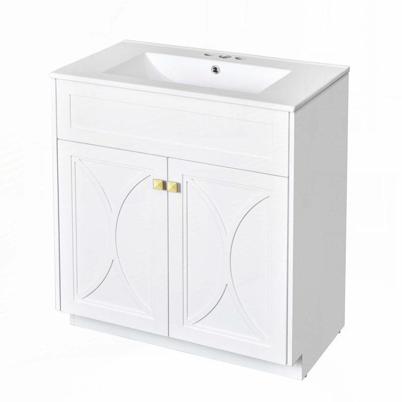 Meuble-lavabo 30 po avec lavabo en céramique, Blanc