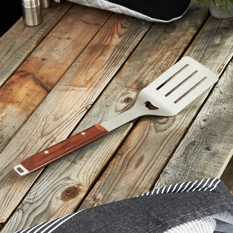 2Pc Stainless Steel BBQ Brush and Turner Set