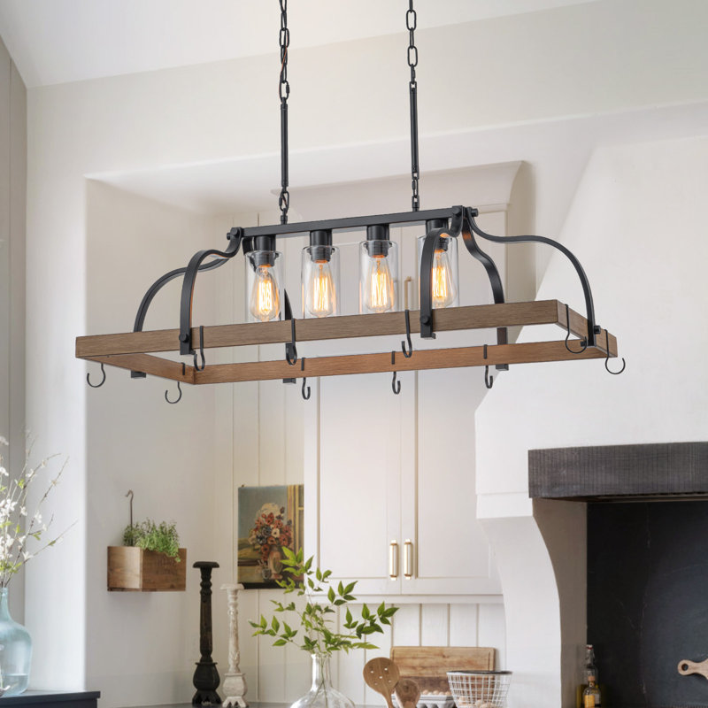 4-light Dimmable Farmhouse Kitchen Island Chandelier