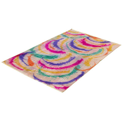 Tapis intérieur en laine 5 pi 1 po x 8 pi 2 po "one-of-kind" à la main-noué la 1980 rose Overdyed