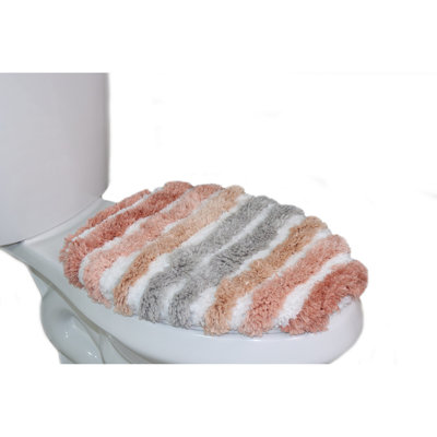 Soft Microfiber Bathroom Toilet Lid Cover, Machine Washable Seat Covers, 18x18, Stays in Place Rubber Backing, Fits Most Round, Elongated and Oblong Lids, Home Decor Accessories, Coral