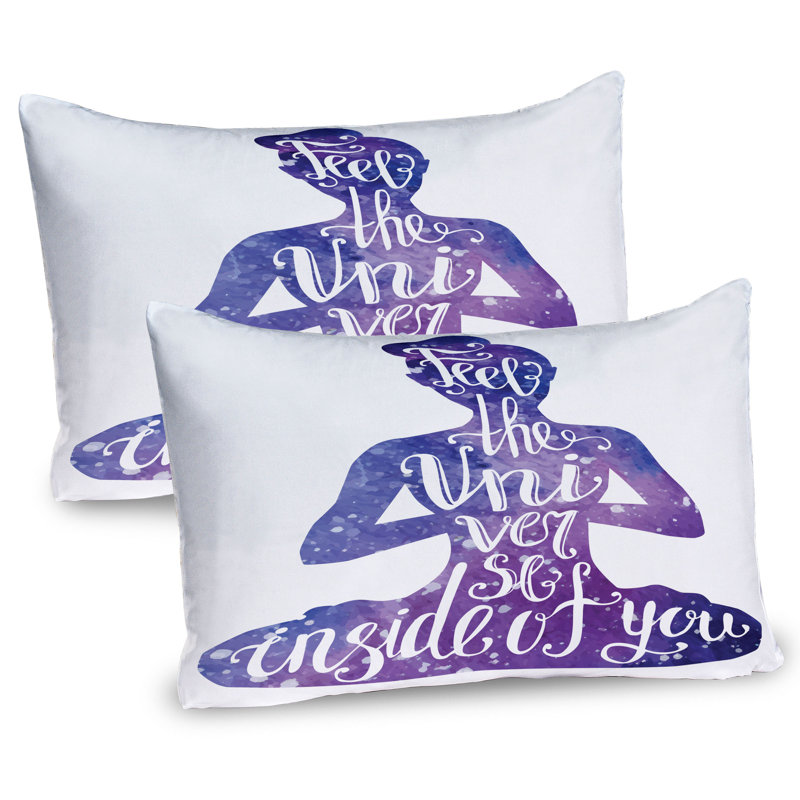 Ensemble de 2 taies décoratives de yoga Ambesonne, silhouette féminine, violet et blanc, H 20 po x l 36 po
