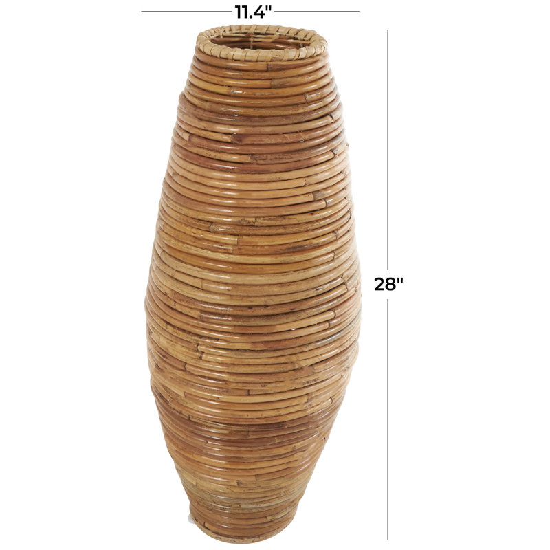Rika Handmade Rattan Floor Vase, 28" H x 11.4" W x 11.5" D