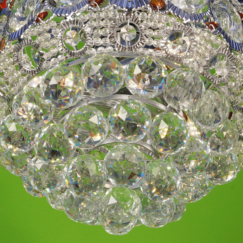 5-light Dimmable Unique Crystal Chandelier With Chrome Accents